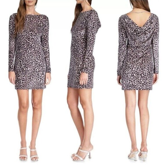 NWT Michael Kors Malachitery Velvet Cheetah Sheath Dress Chain Boat Neck Size 2X - Picture 1 of 14